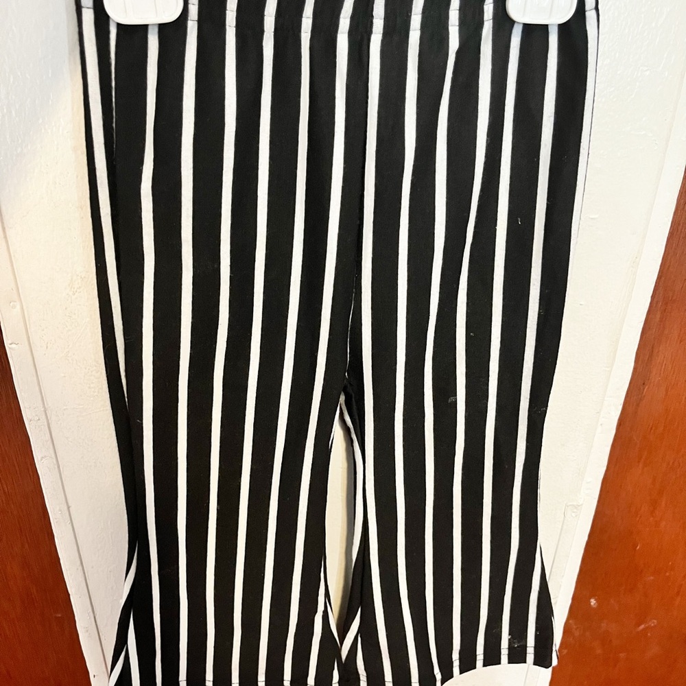Black and white striped pants